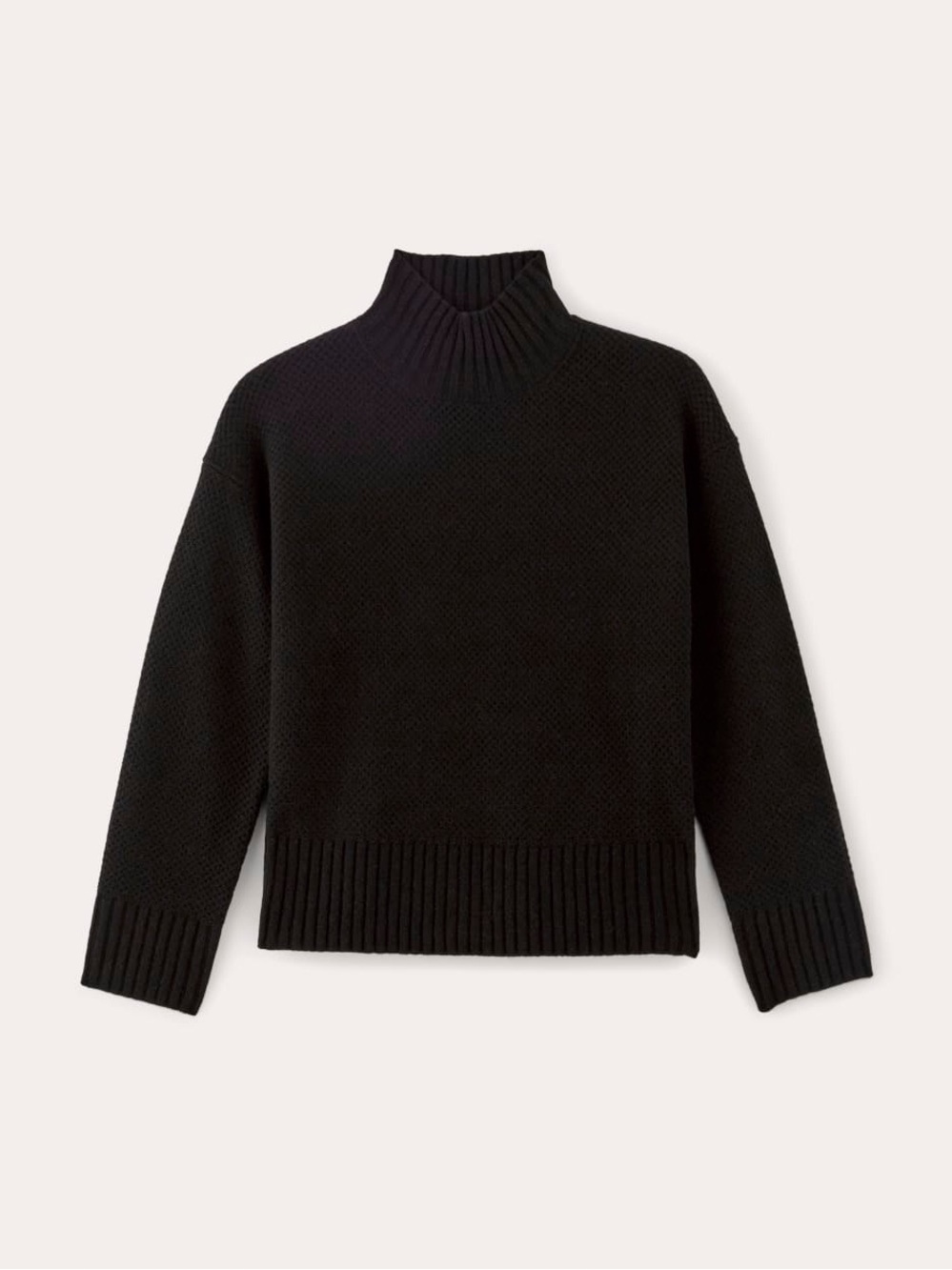 Wool Cashmere Funnel Neck Everlane Black Sweater, Size S